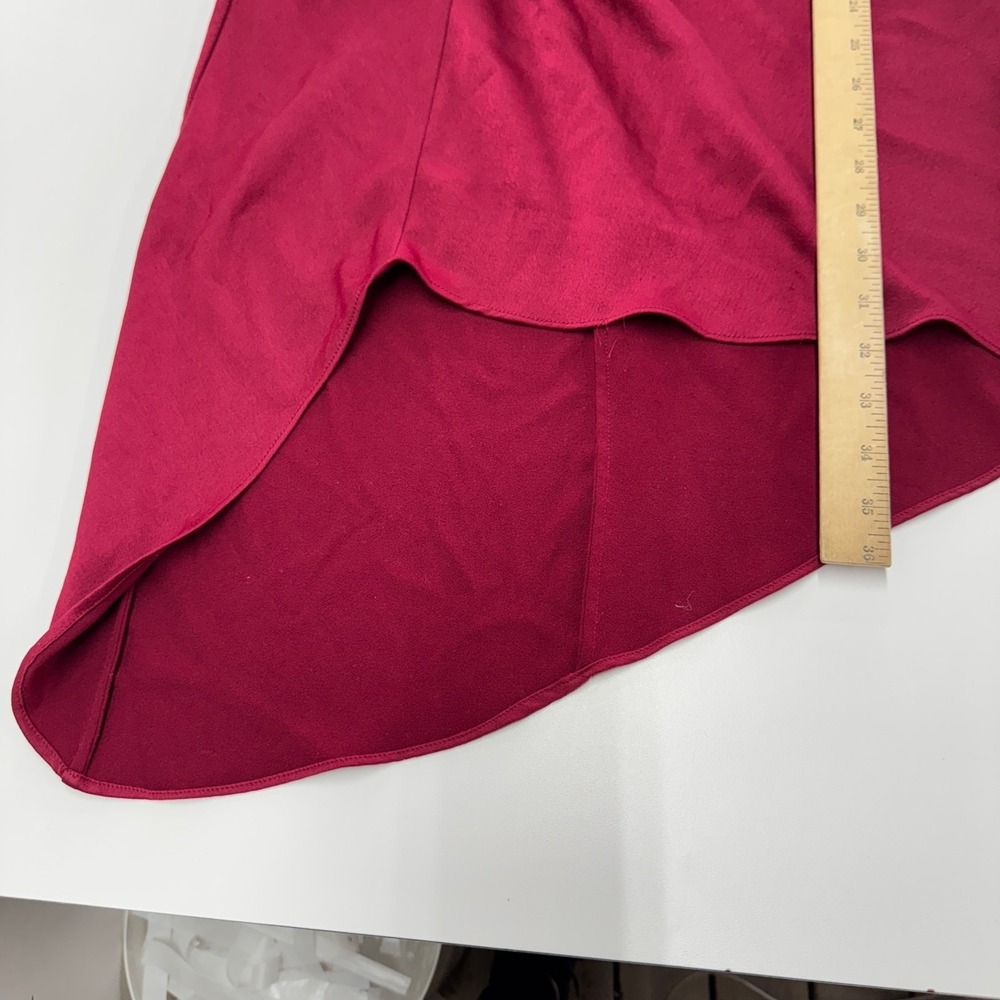 L'Academie Dress Womens Small Red Pink Asymmetrical Ruched Cocktail Wedding - Picture 10 of 14